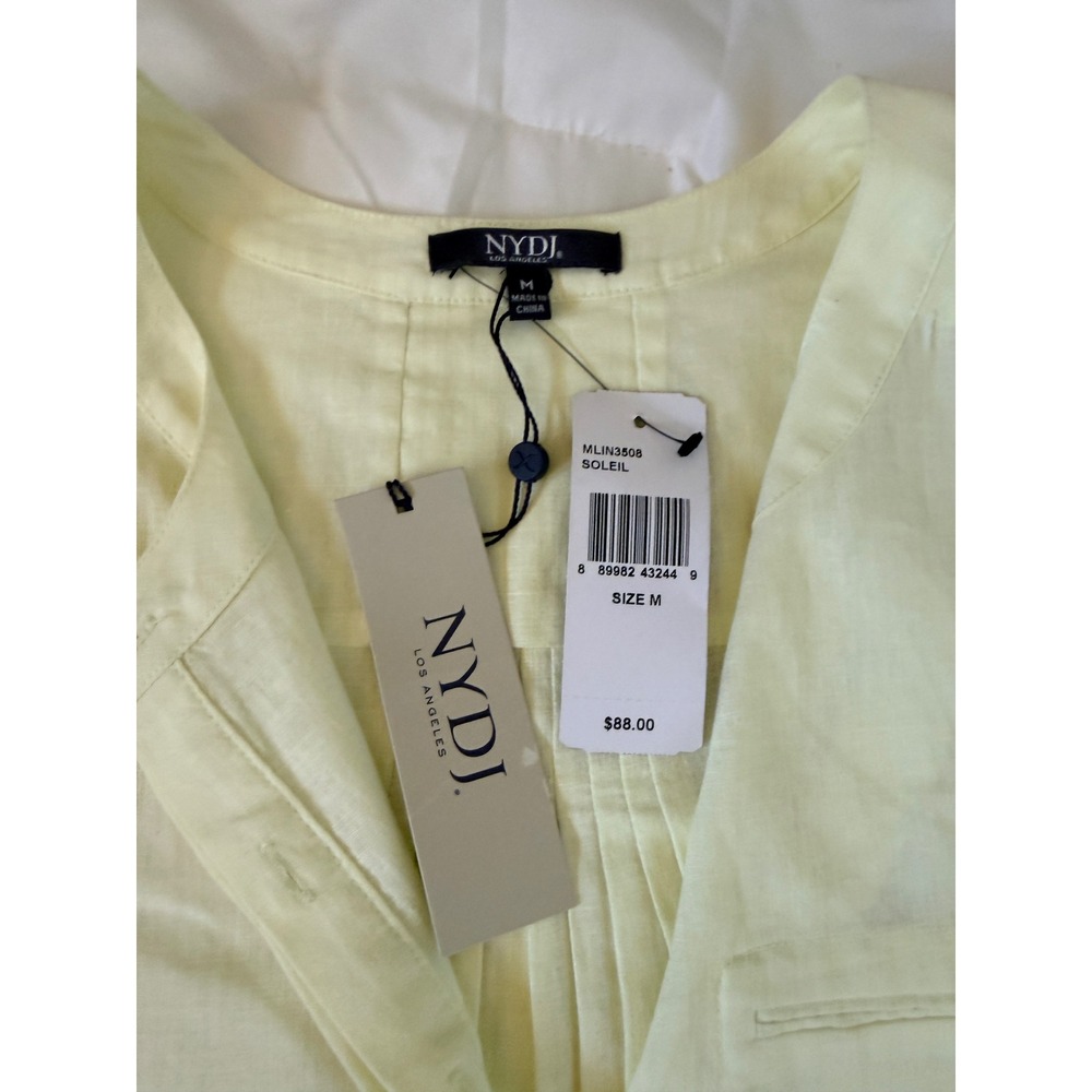 NYDJ Soleil Yellow Linen Blend 3/4 Sleeve Pintuck Tunic Top Blouse NWT Medium - Picture 4 of 4